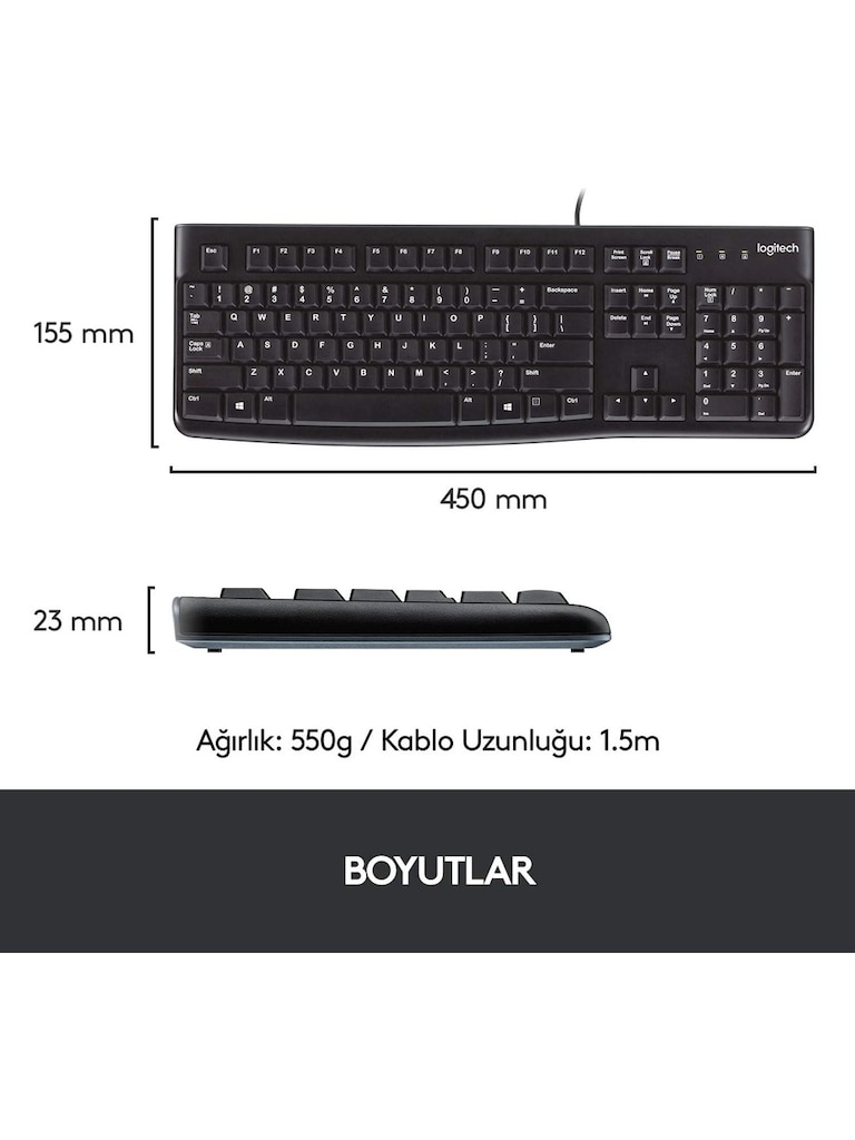 Logitech K120 Kablolu Türkçe Q Klavye - 9