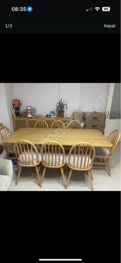 8 kişilik ahşap meşe yemek masası takımı - 3