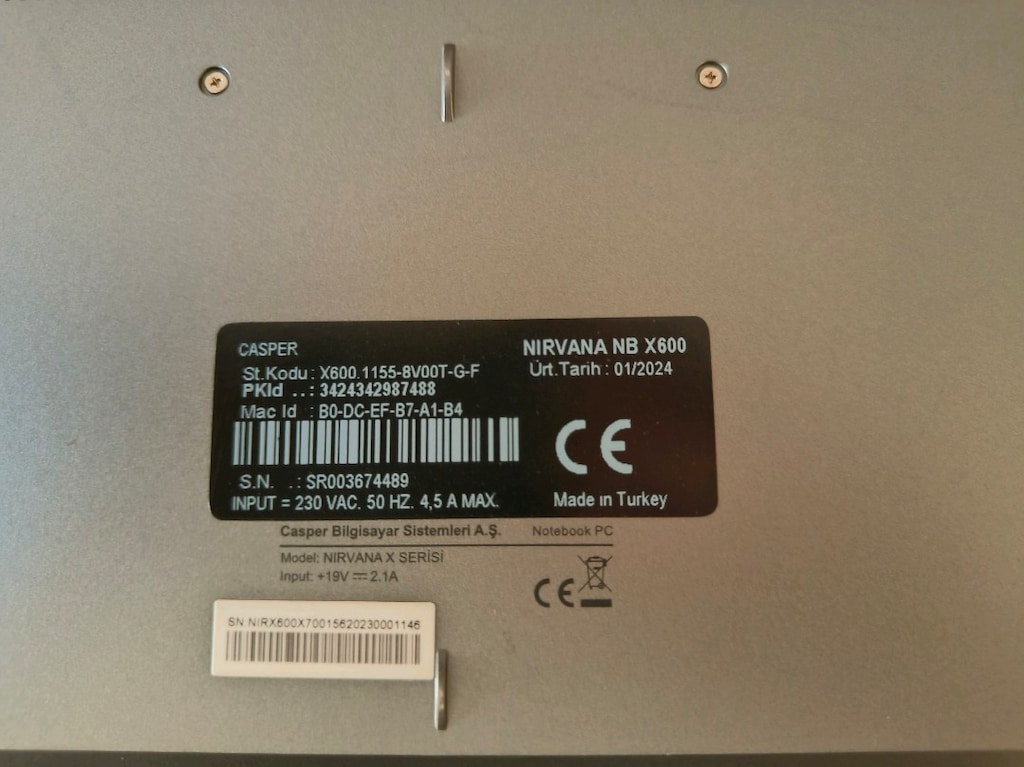 CASPER NİRVANA NB X600 - 12