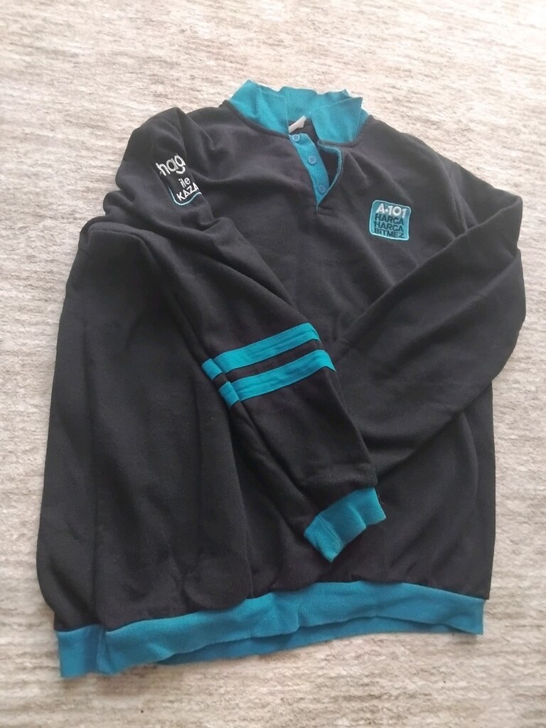 Turkuaz Detaylı Siyah xl beden Sweatshirt