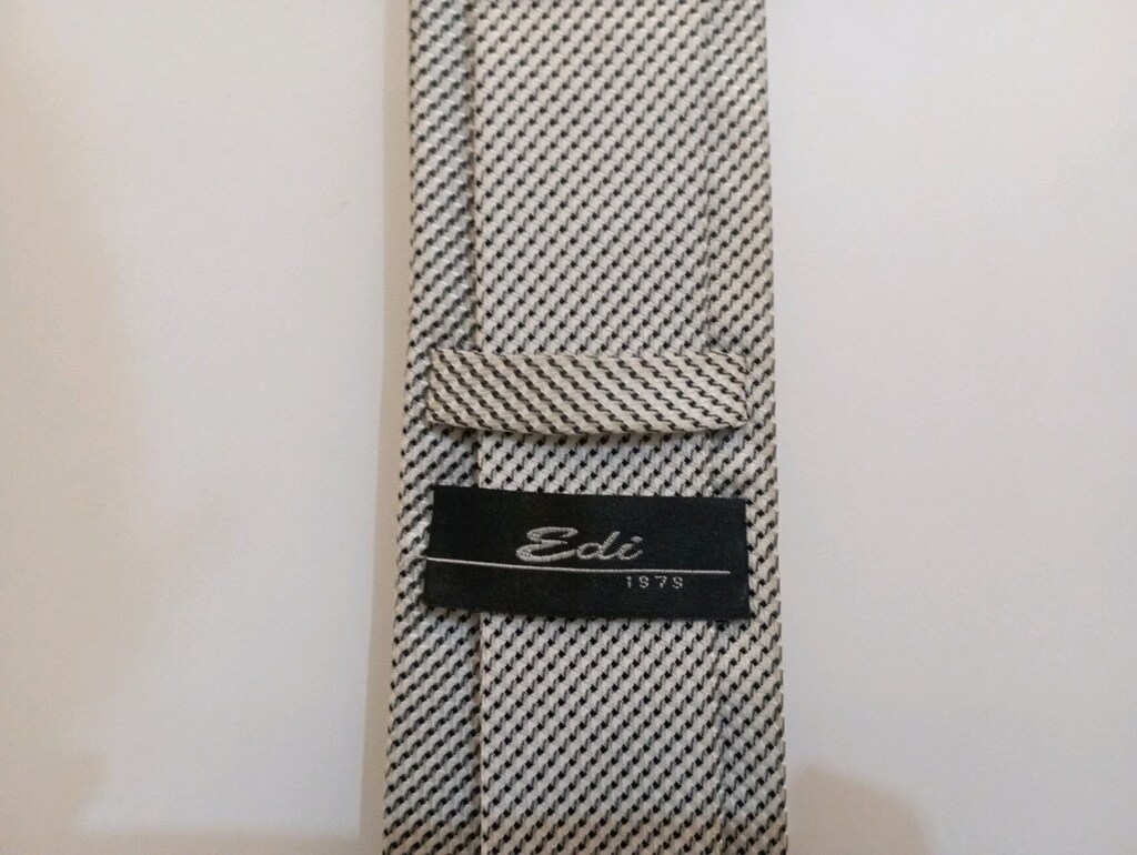 Edi 1975 Desenli Kravat - Gri/Siyah Mikro Dokulu - 3