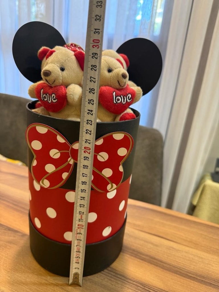 Mickey Mouseli Kutuda Kırmızı Peluş Ayılar - 4