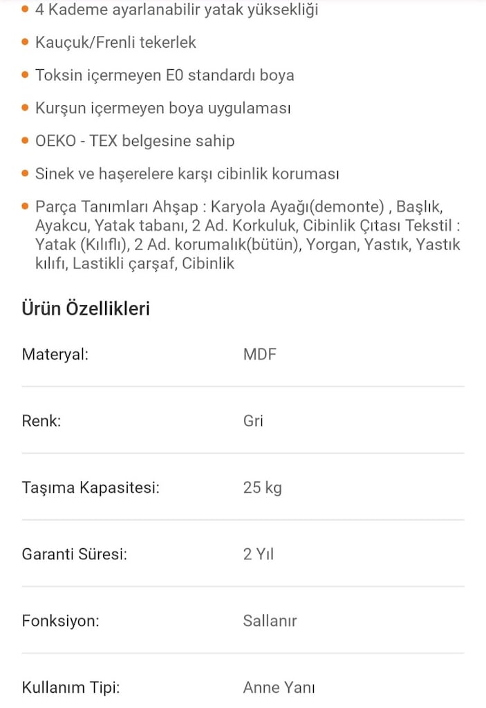Tahterevalli 60x120 Gri Ultra Lüks Anne Yanı Cuppa Beşik - 8