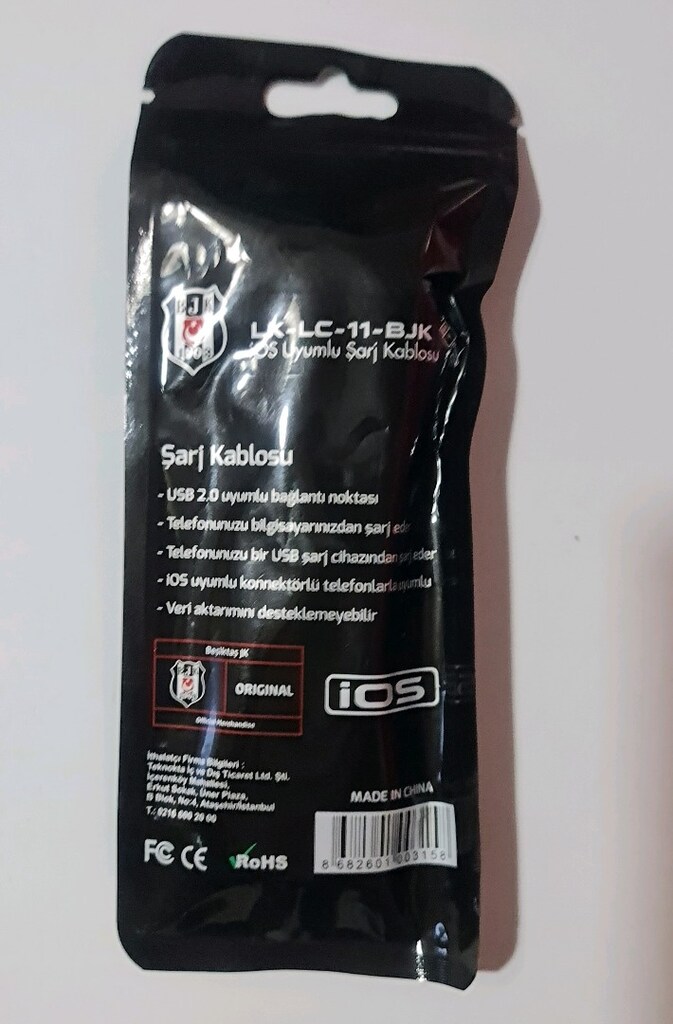 Beşiktaş Lisanslı İOS USB şarj kablosu. Sıfır Beşiktaş lisanslı ürünü - 5