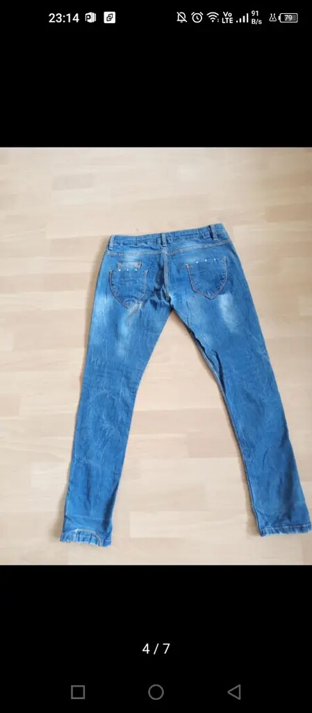 Üstü Yıpratmalı Kot Pantolon - 4