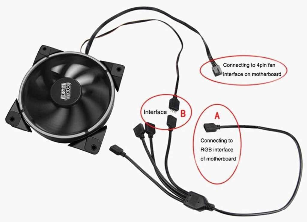 30cm 3 Pin 5V ARGB & 4 Pin 12V RGB LED 4lü Fan Çoklayıcı Kablo - 3