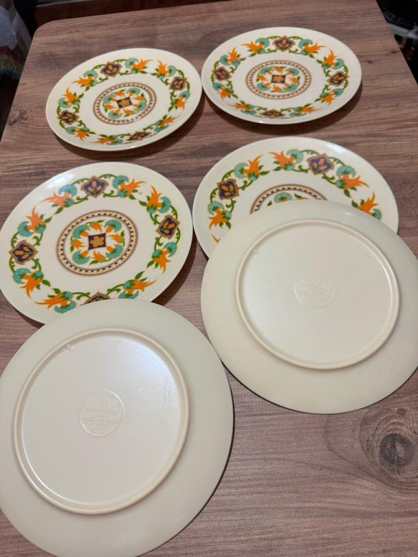 Vintage Noramin Norm Melamine 6’lı Desenli Pasta Tatlı Tabağı - 2