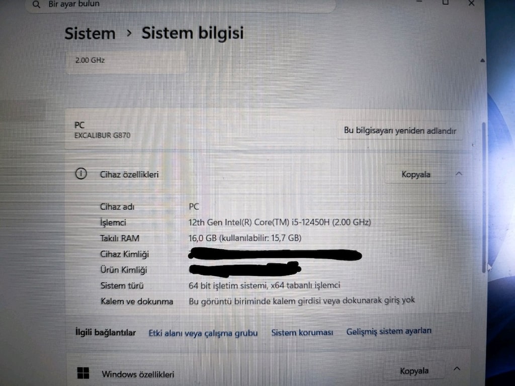 Casper Excalibur G870 - RTX 4050 / i5 12. Nesil / 1TB SSD - 8