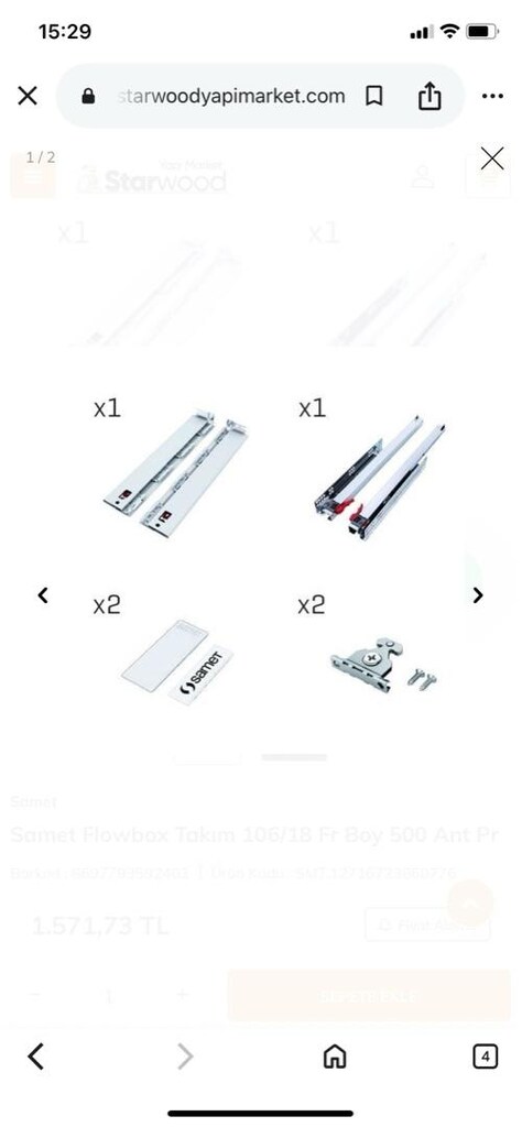 Samet Flowbox Çekmece Rayı Takımı bordürlü 106/18 500 106/18 400 - 11