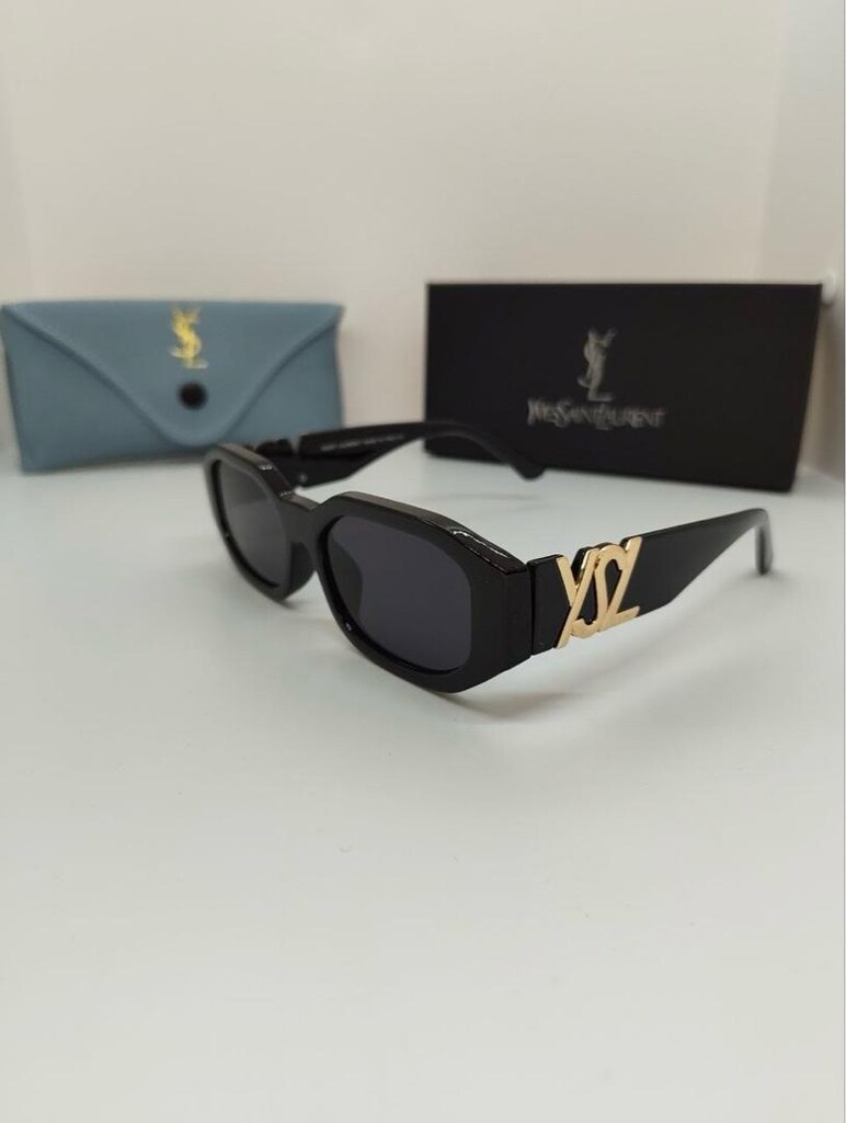 ‼‼YVES SAINT LAURENT GÜNEŞ GÖZLÜĞÜ SİYAH CAM- GOLD DETAY