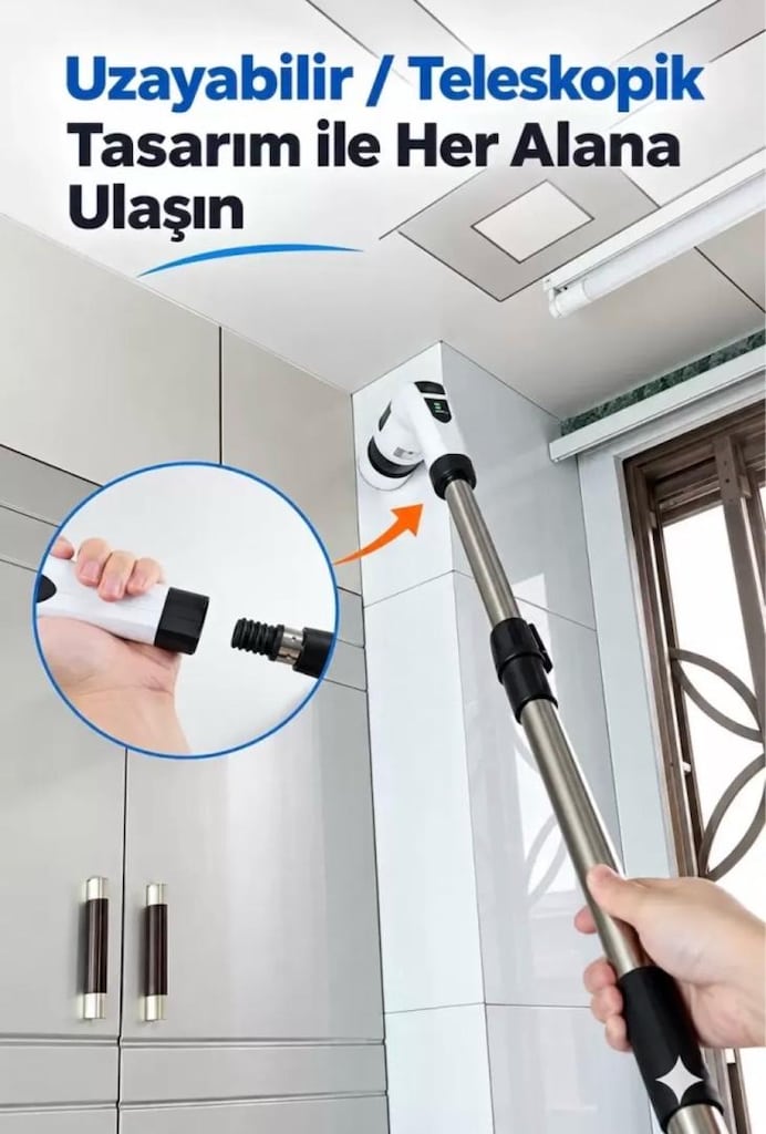 Turbo Clean Elektrikli Temizlik Fırçası 7 Başlıklı Kablosuz Şarjlı Dön - 5