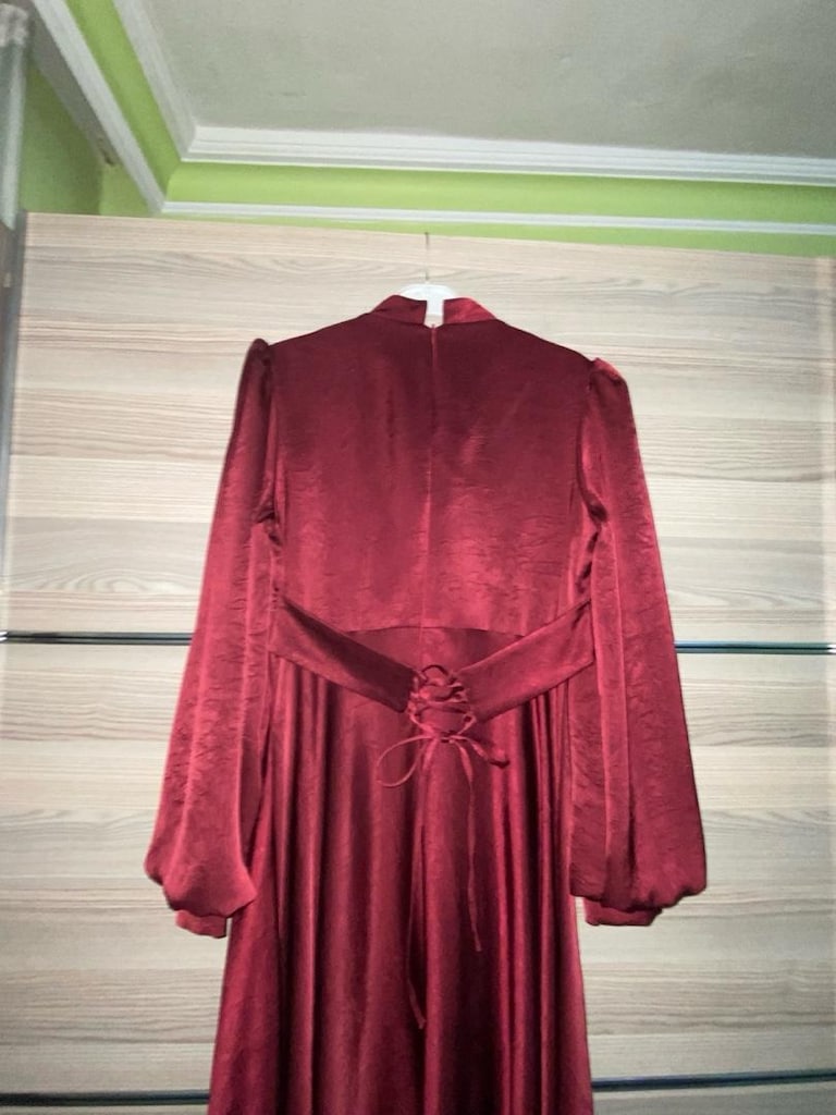 bordo uzun elbise - 5