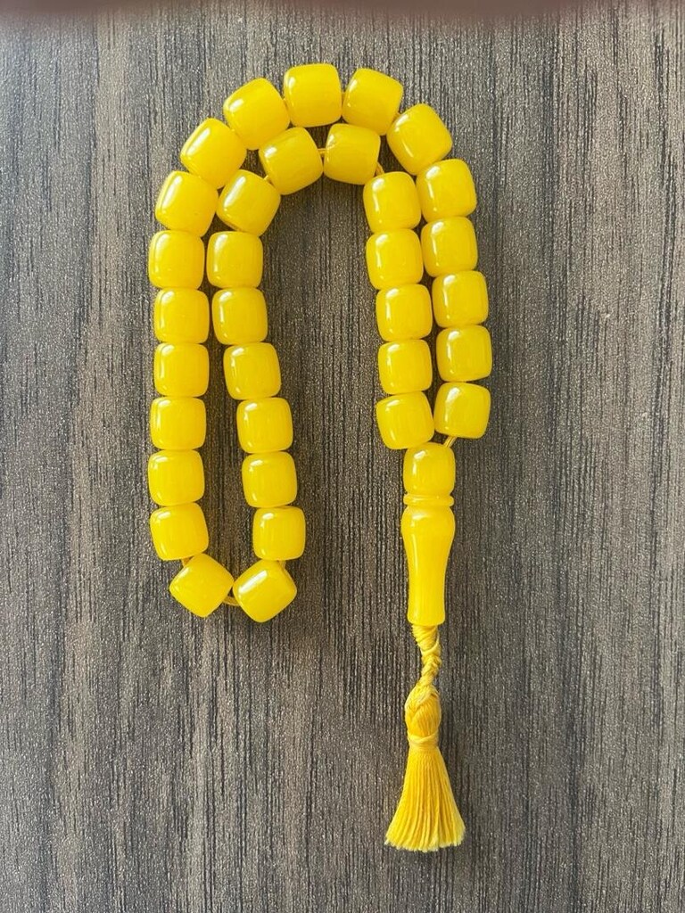 Limon sarısı eski kehribar tesbih - 3