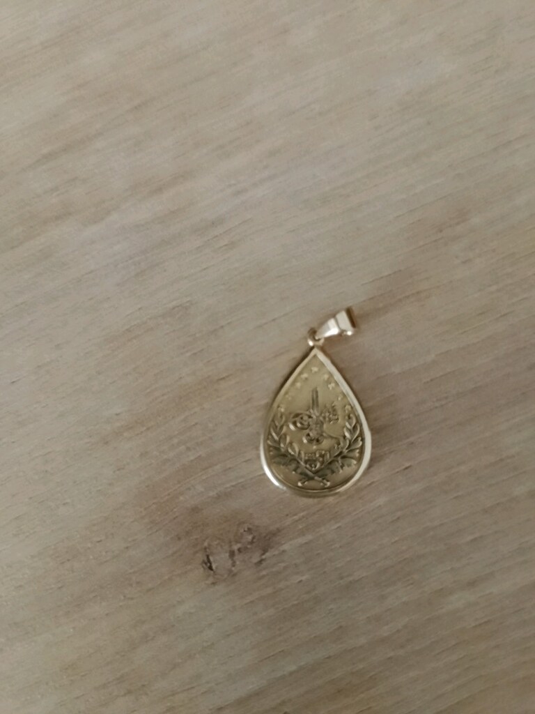14 ayar altın damla tuğra model kolye ucu - 2