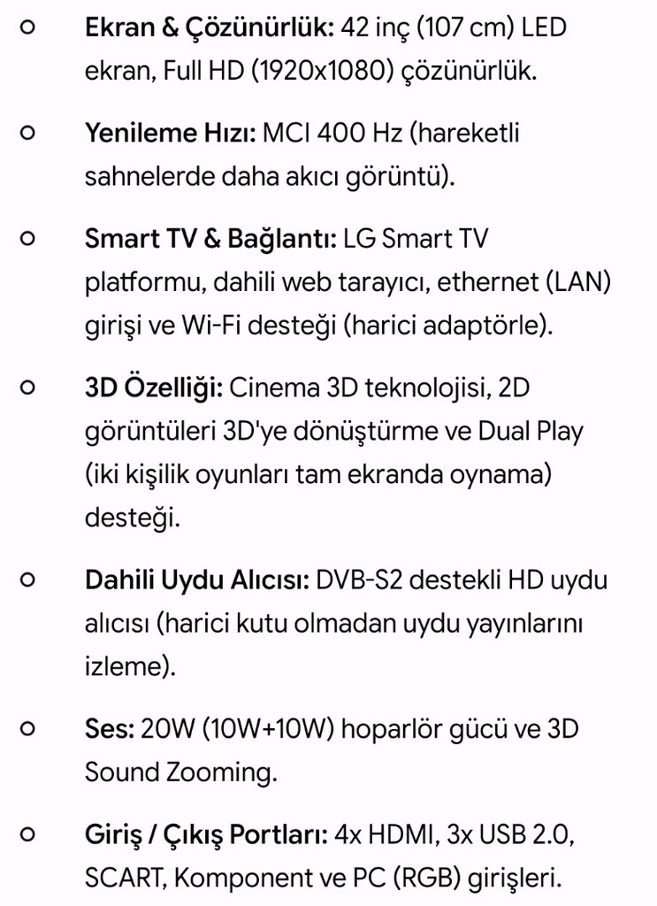 42 inç(107cm)Led Ekran, Ful HD(1920×1080 çözünürlük) TV - 3