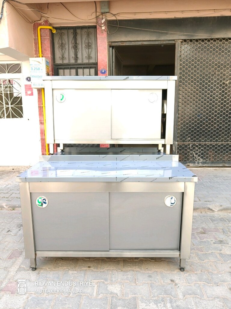 140 cm krom tezgah endüstriyel hazır mutfak krom çalışma tezgahı - 12