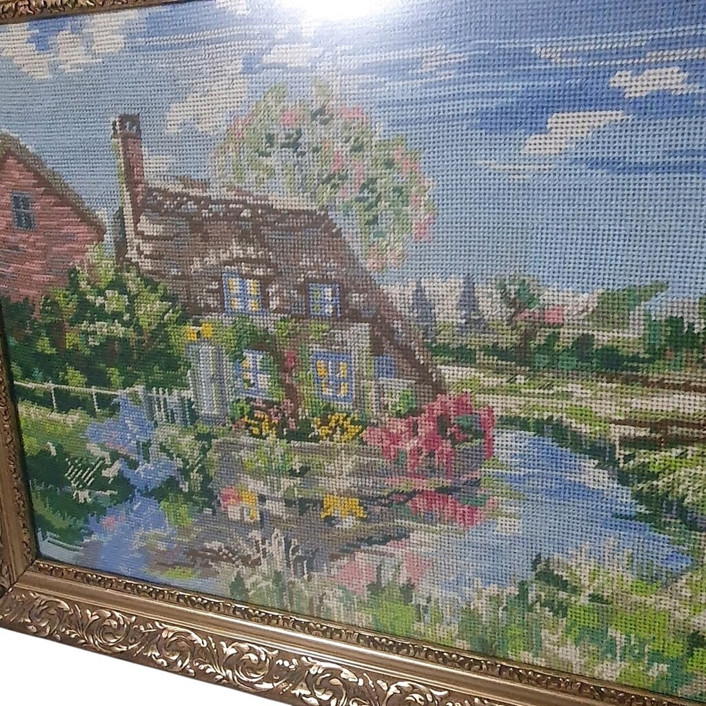 Vintage Ahşap Çerçeveli Goblen Tablo - 5