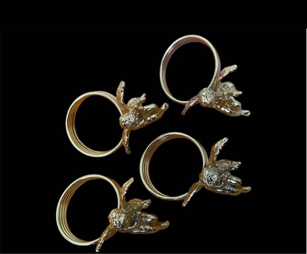 Gold Eros Figürlü Peçete Halkası - 2