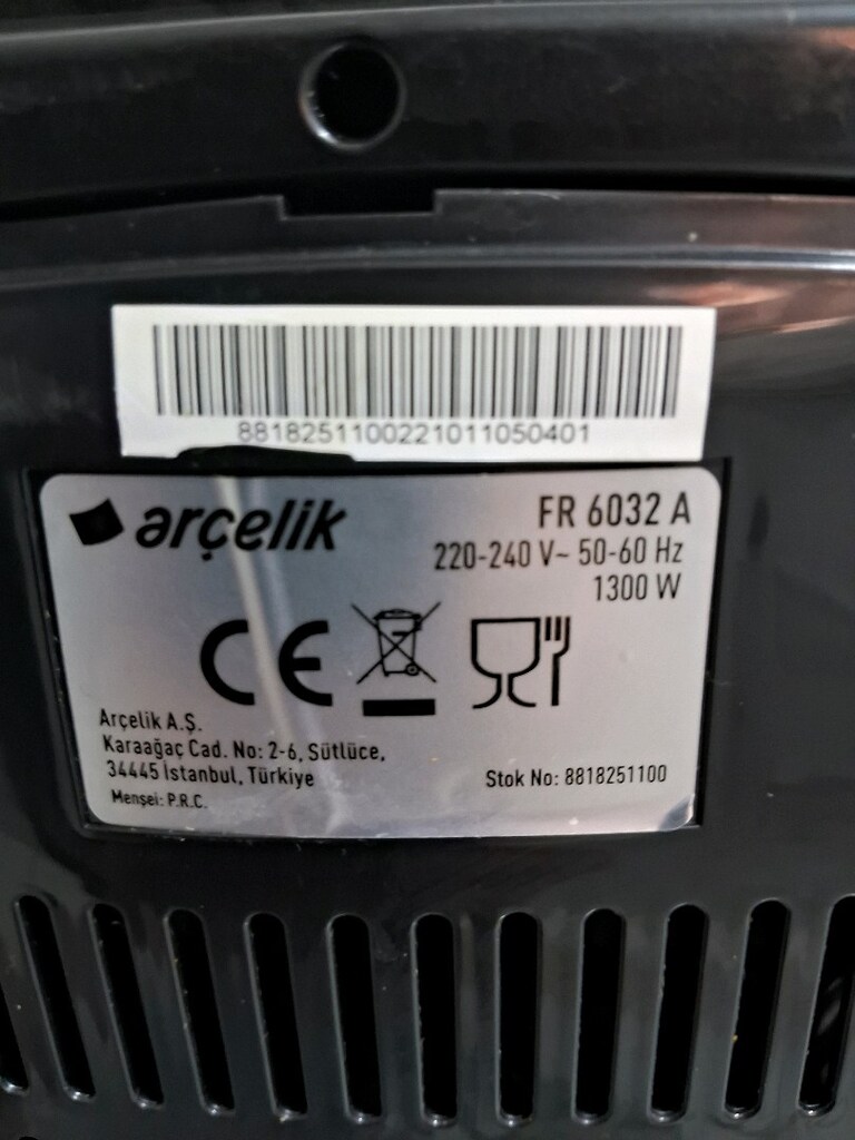 Fritöz Airfryer Kızartma Makinesi Arçelik FR 6032 A Modeli, 1300 W - 7