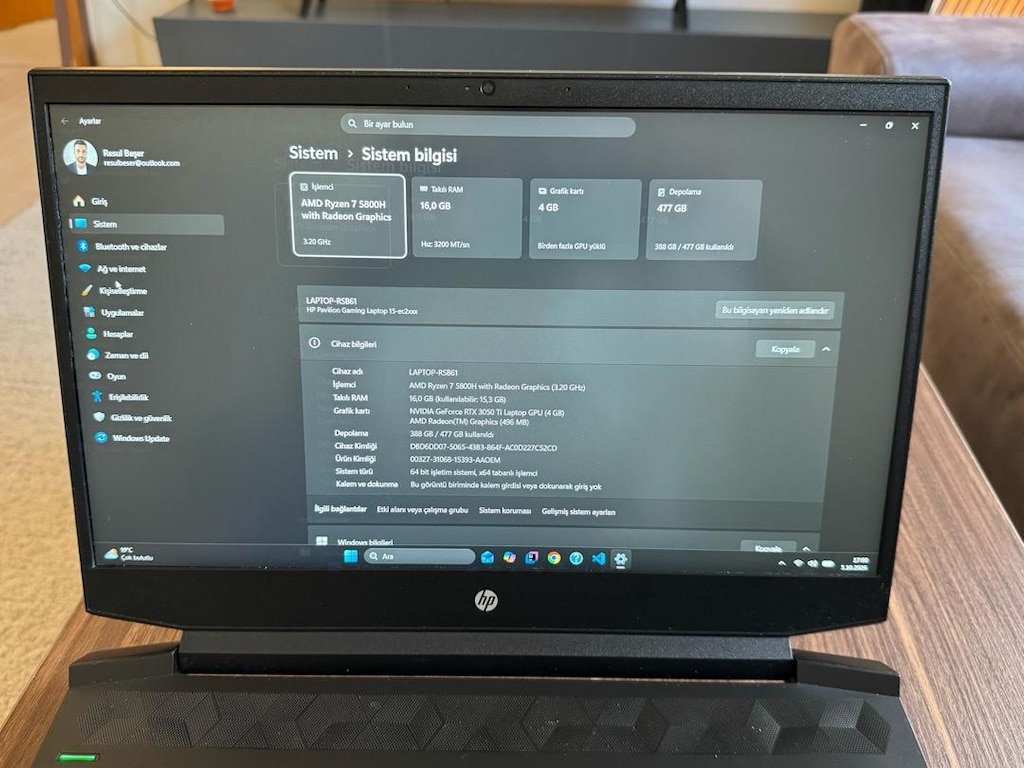 HP Pavilion Gaming Ryzen 7 5800H RTX 3050 Ti 16GB 512GB SSD Laptop - 8