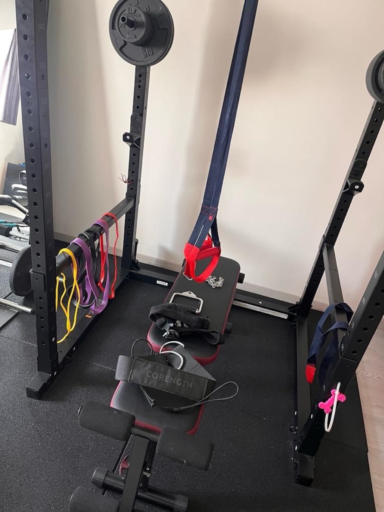 Ev Spor Salonu Seti Rack,2 Bench, Dips,120+ KG Ağırlık,Bar vb - 9