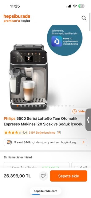 Philips Lattego 5500 serisi kahve makinesi