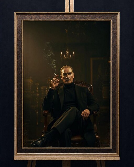 Mustafa Kemal Atatürk Camlı Çerçeveli Tablo