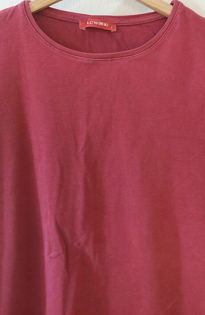 LC Waikiki Bordo / Gül Kurusu Bisiklet Yaka Basic Tişört - 3
