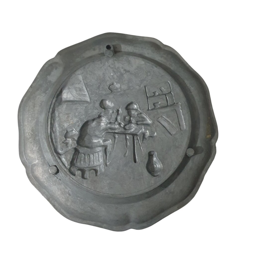 Vintage Avrupa Zin Duvar Tabağı - 4