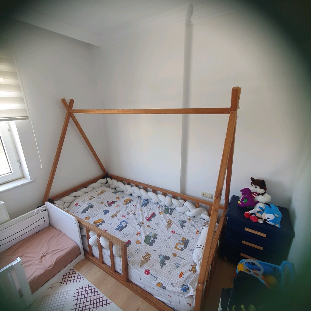 Montessori çatılı çocuk yatağı genç yatağı 100x200 cm - 3