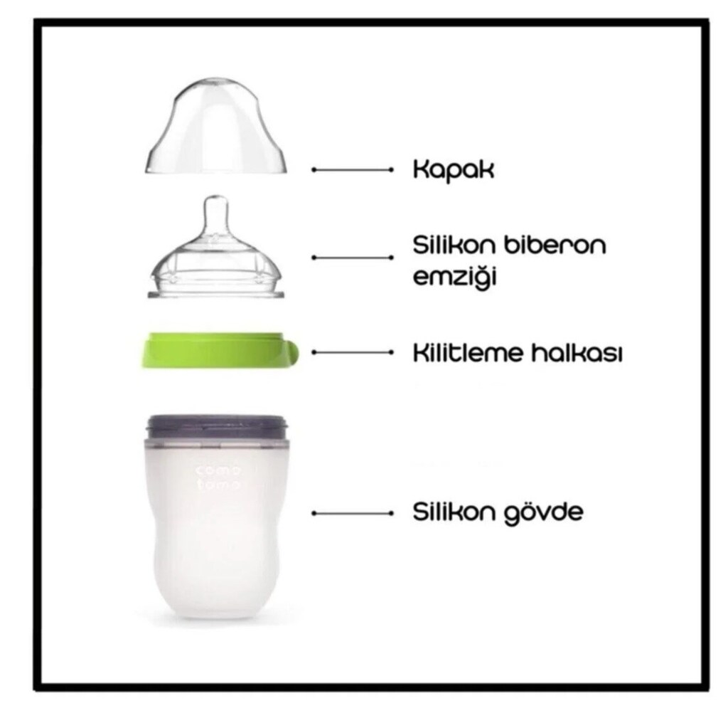 Comotomo Antikolik Silikon Biberon 250ml Yeşil - Orta Akışlı (3-6 AY) - 6