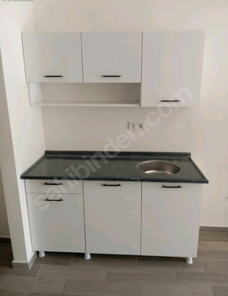 150 cm hazır mutfak ve paslanmaz çelik evyeli mermerit tezgah - 8