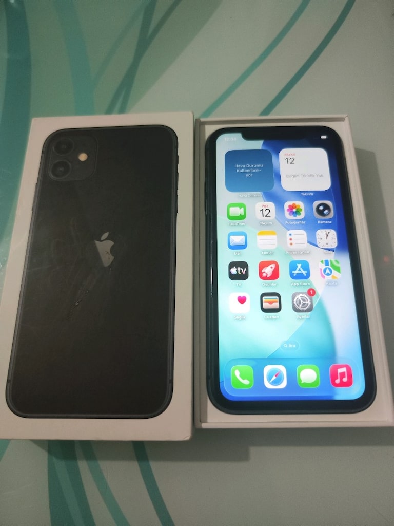 KARTA TAKSİT İPHONE 11 64 GB PİL 72 KUTU VE ŞARJ ALETİ MEVCUT - 5