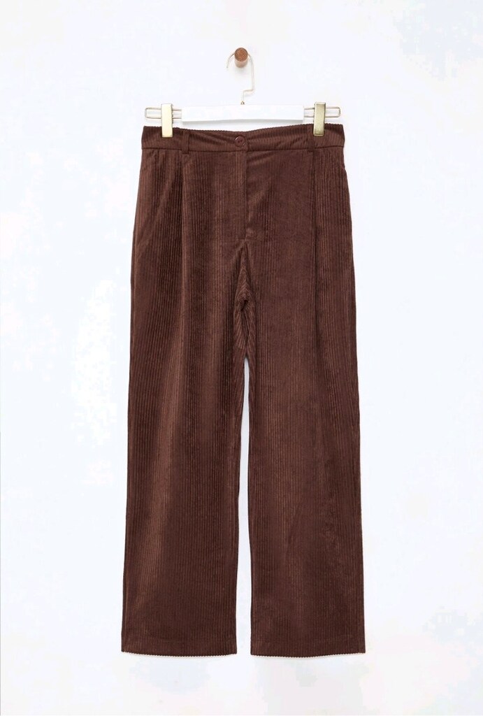 Kahverengi Kadife Wide Leg Pantolon XL 42 - 5