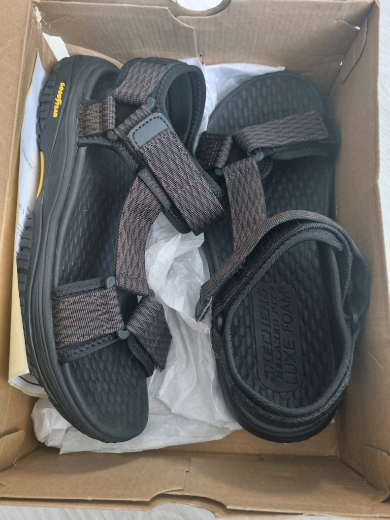 Skechers Lomell Erkek Kahverengi Sandalet 40