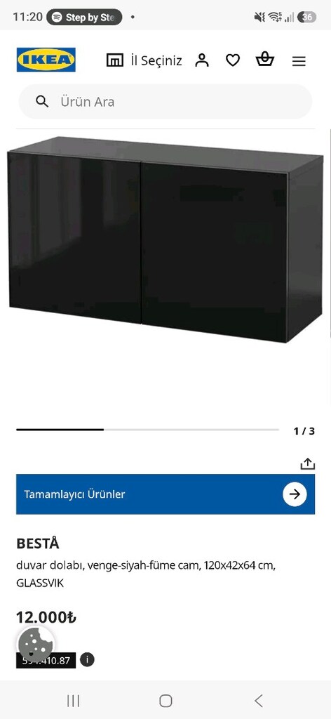 ikea Besta füme camli 120x42x64 dolap
