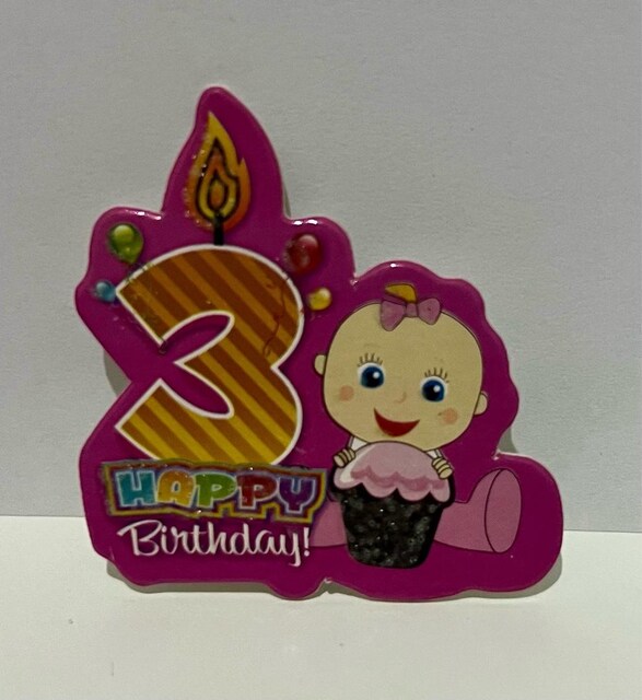 3 Yaş Happy Birthday Plastik Sticker 50