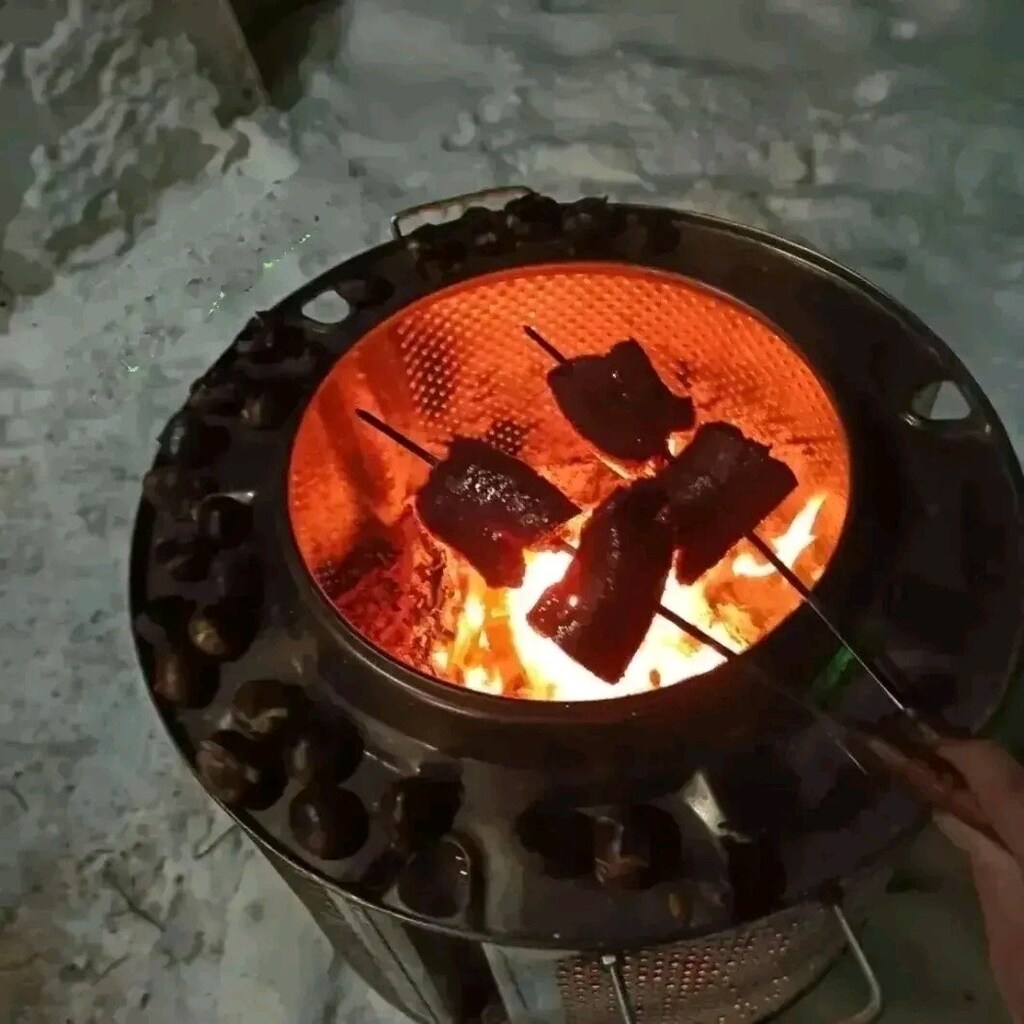 Kulplu Yandan Pencereli Ateş Çukuru Bahçe Sobası - 7