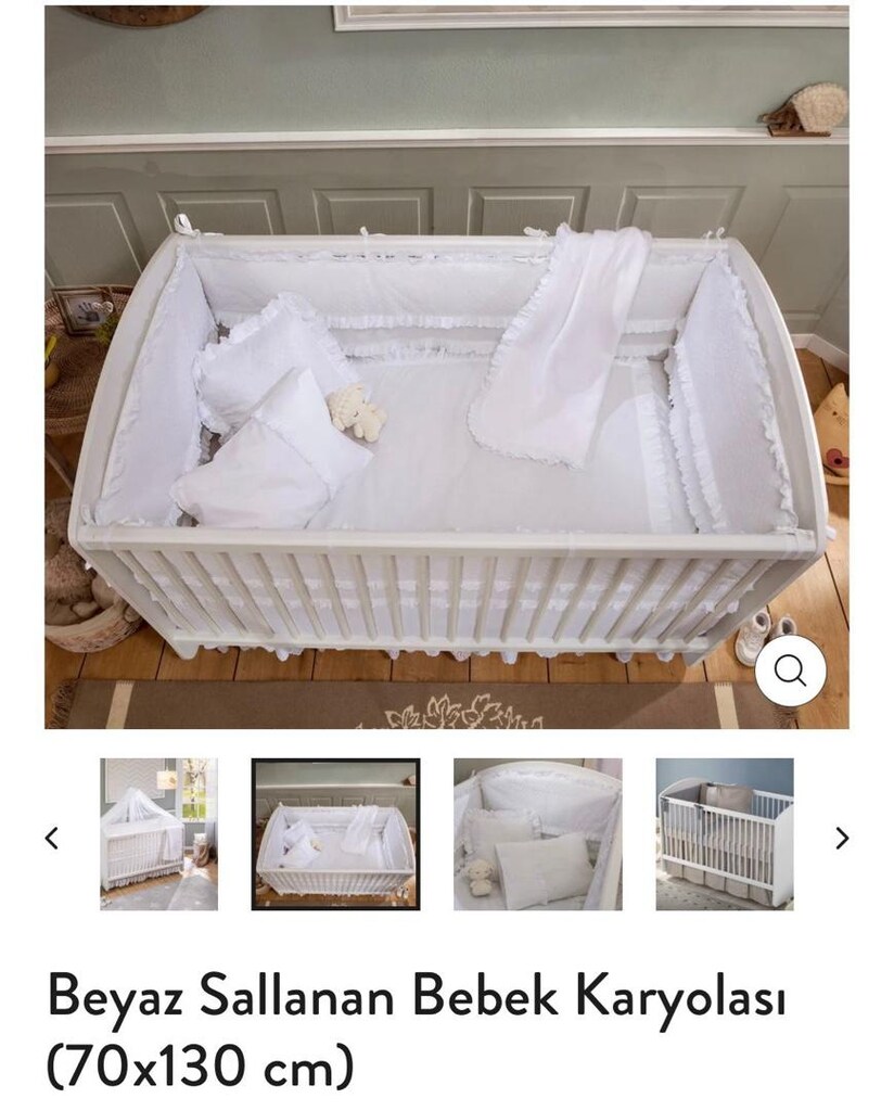 Sallanan Beyaz Bebek Yatağı - 2