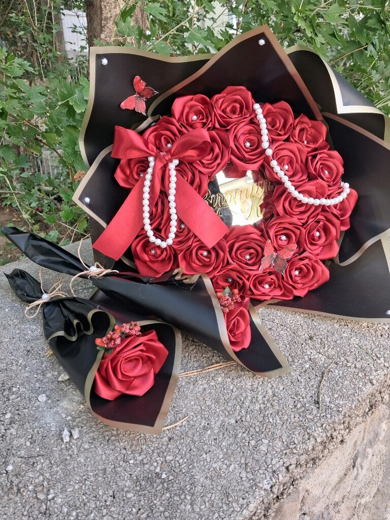 aynalı kurdale gül buketi - 8