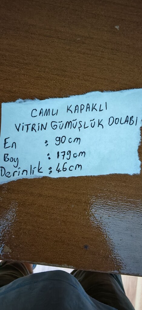 Cam Kapaklı Ahşap Vitrin Dolap / Camlı Kitaplık & Büfe (Çok Temiz) - 2