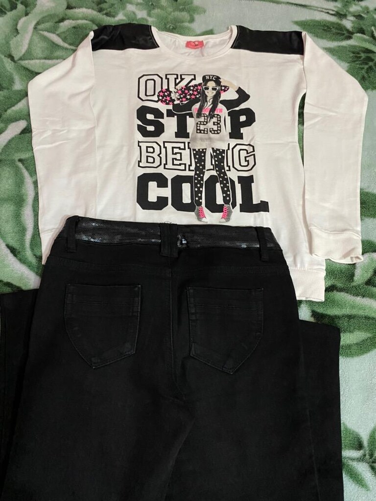 Kız çocuk kot pantolon& sweatshirt - 2