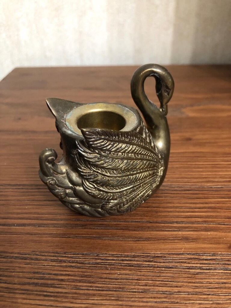 Döküm Pirinç Kuğu Biblo /Mumluk - 3
