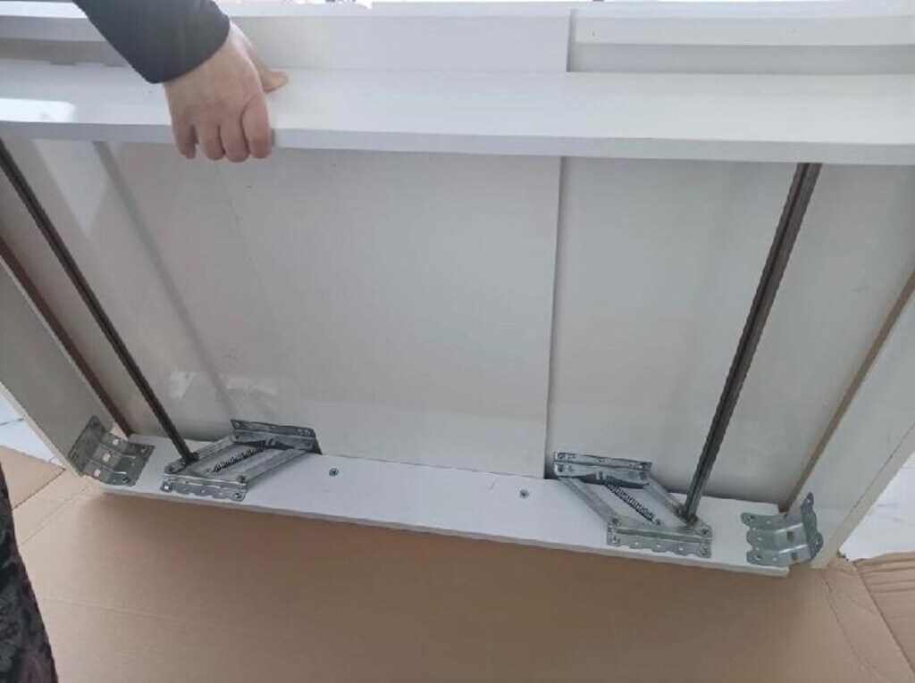 ACİLl 8 kişilik açılır beyaz mutfak yemek masası - 2