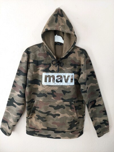 Mavi jeans Kamuflaj desenli Kapüşonlu Sweatshirt hoodie