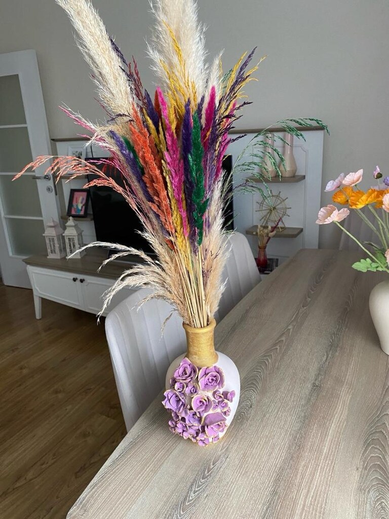 Pampas çiçeği ve vazo - 6