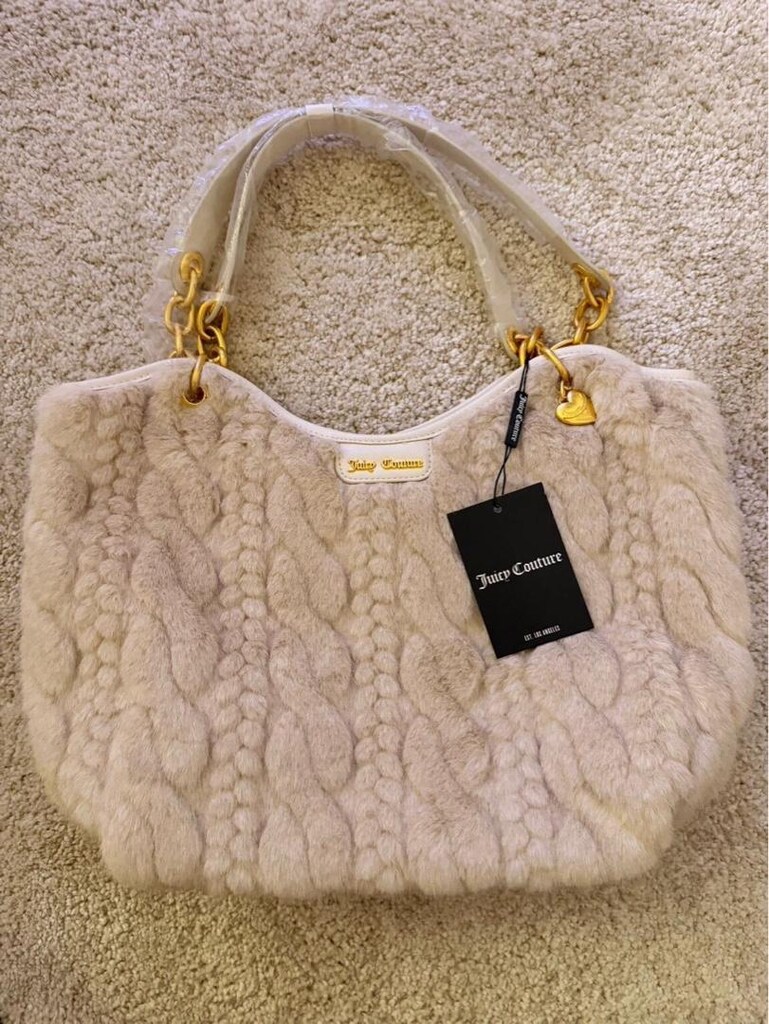 Juicy Couture peluş krem çanta - 2