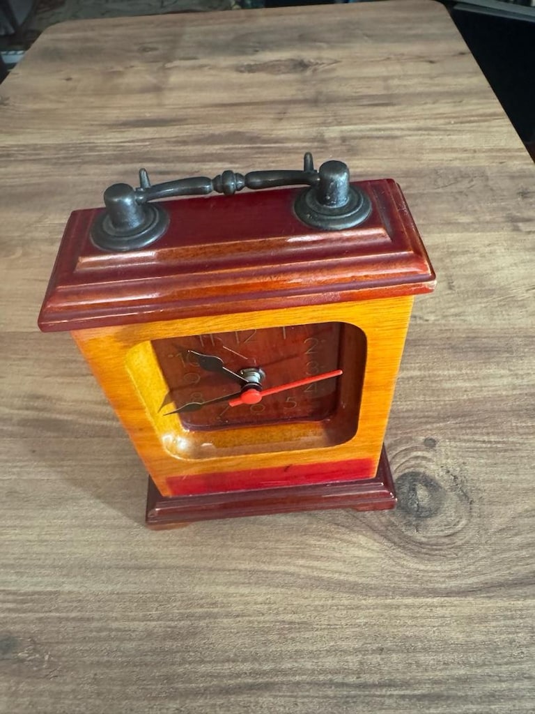 Vintage Ahşap Kuvars Dekoratif Masa Saati Çalışır durumda 18x13 cm - 9