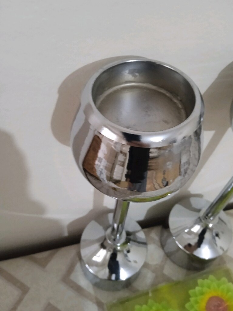 MUMLARIYLA BİRLİKTE 30 SANTİM BOYUNDA 2 ADET SIFIR METAL ŞAMDAN&MUMLUK - 5
