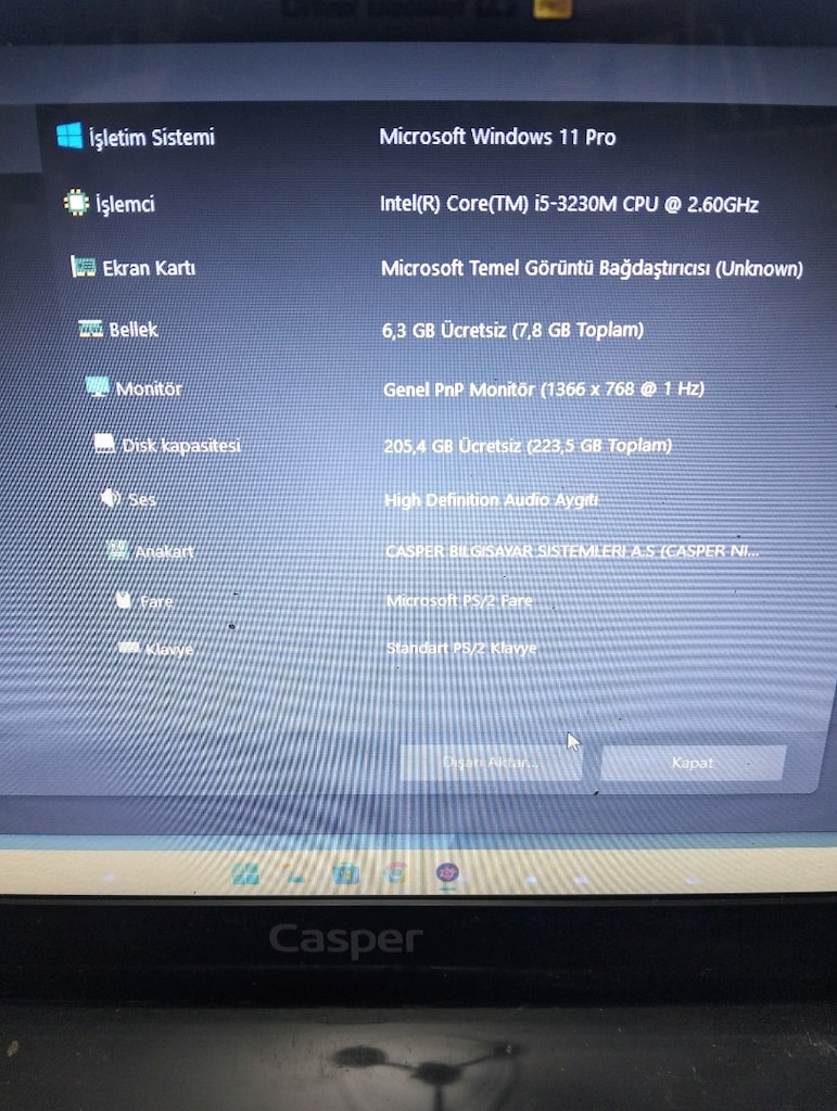 CASPER CKU İ5 3. NESİL İŞLEMCİLİ LAPTOP - 7